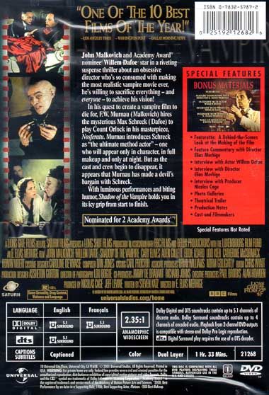 Shadow of the Vampire (2000) Special Edition - DVD