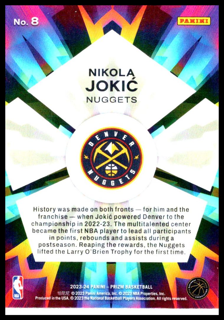 2023-24 Prizm #8 Nikola Jokic Kaleidoscopic