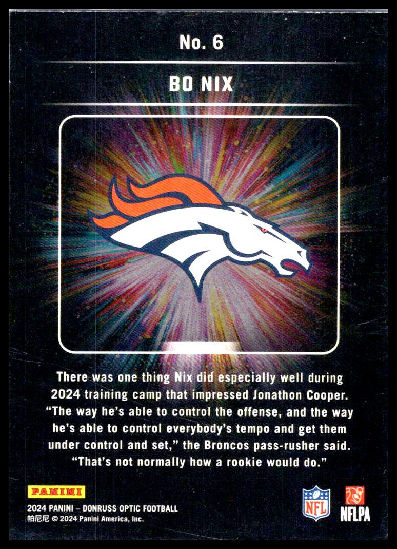2024 Optic Bo Nix #6 Light it Up RC