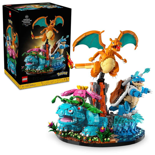 LEGO® Pokémon™ Venusaur, Charizard & Blastoise + Knto Badge Set