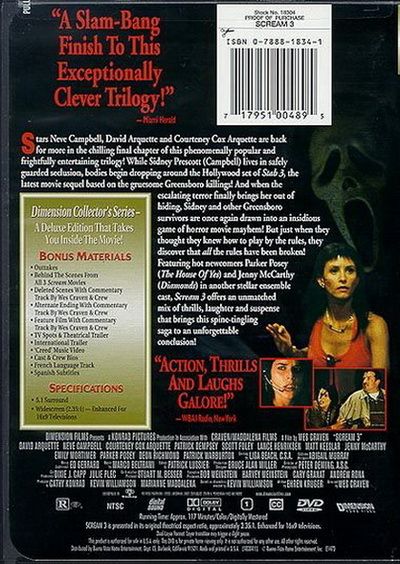 Scream 3 (2000) Dimension Collector's Series - DVD