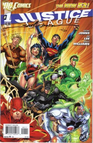 Justice League, Vol. 1 #1J DF Jim Lee Cover (Signed by Scott Williams) 1/250