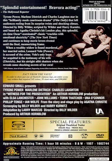 Witness for the Prosecution (1957) - DVD