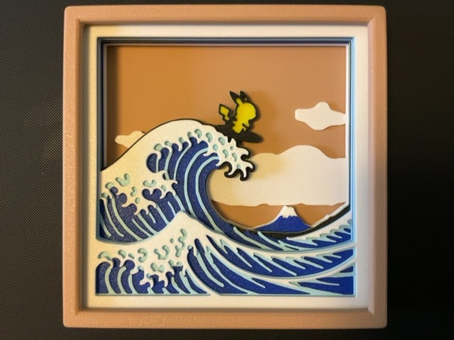 Pikachu Surfing The Great Wave 3D Print