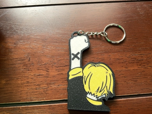 Sanji One Piece X on wrist 3D Print - Keyring with Chain