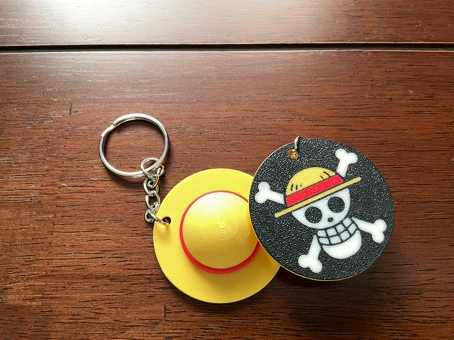 One Piece Straw Hat Jolly Roger 3D Print - Keyring with Chain