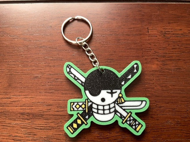 Zoro One Piece 3D Print - Keyring with Chain