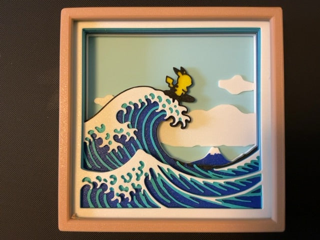 Pikachu Surfing The Great Wave 3D Print