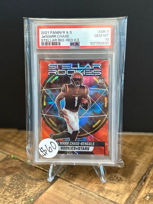Ja'MARR Chase Stellar Rookies Red Ice PSA 10