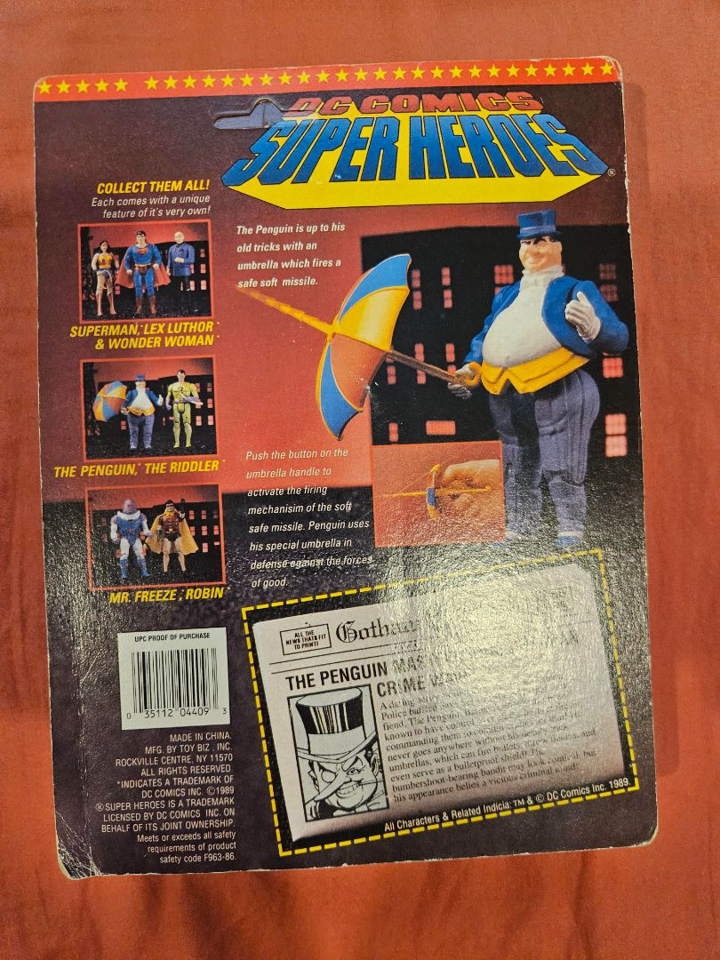 1990 Toy Biz DC Comics Super Heroes Penguin Action Figure MOC New Sealed